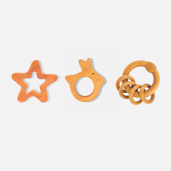 Neem Wood Teethers Rattles Combo