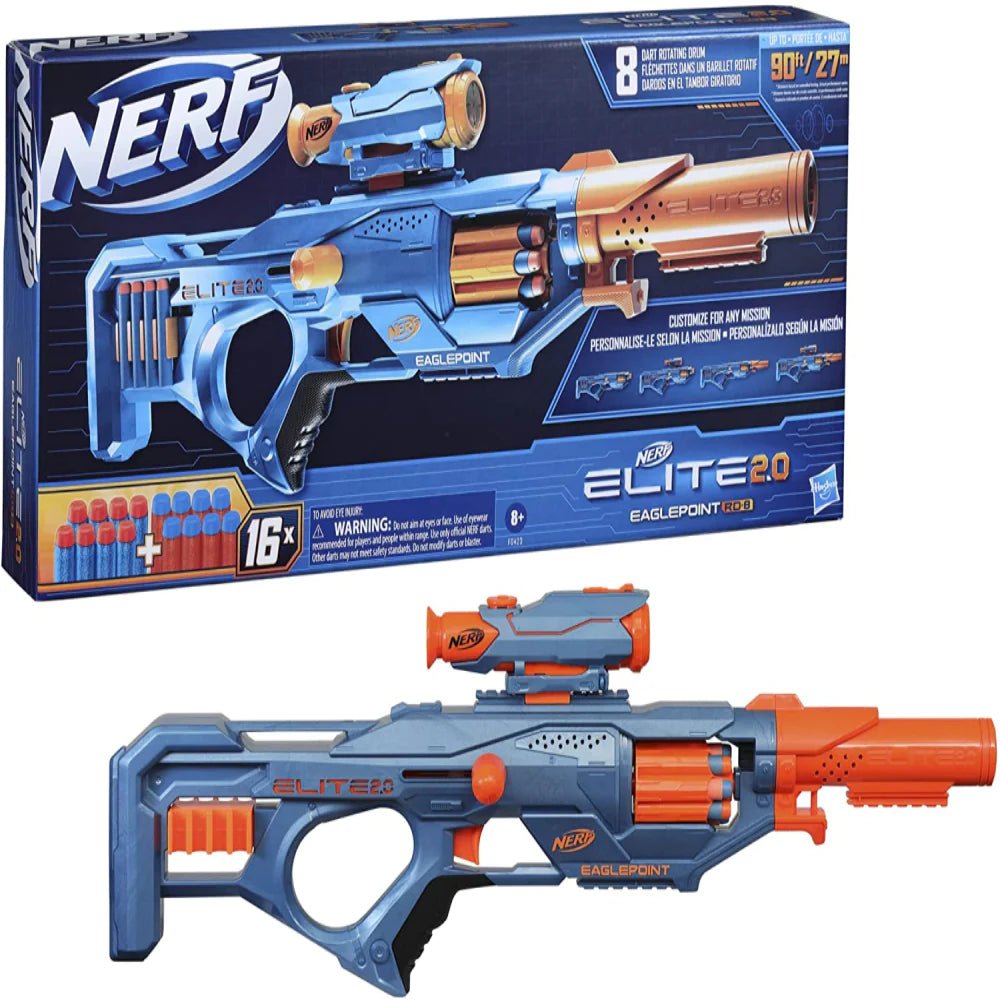 Original Nerf Elite 2.0 Eaglepoint RD-8 Dart Blaster with 16 Darts by Hasbro