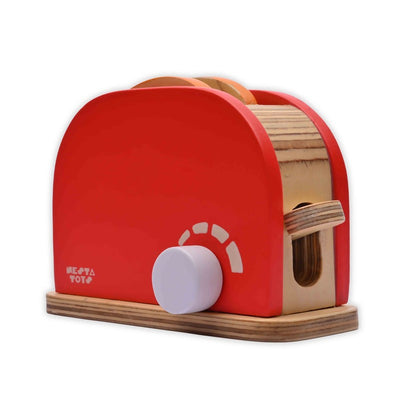 Bread Pop-up Toaster Toy | Wooden Kitchen Toy (Red)