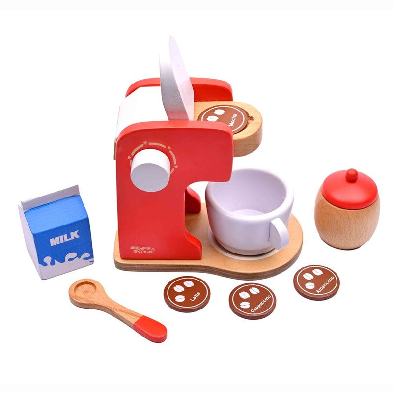 Wooden Coffee Maker Toy | Kitchen Cooking Toy | Pretend Play (3+ Years) - 9 Pcs