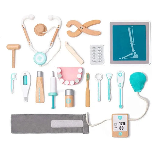 Nesta Toys 18 Pieces Wooden Little Dentist Clinic Pretend Play Set (3-7 Years)