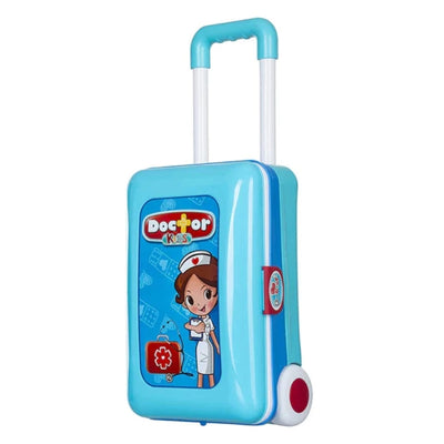 2 In 1 Doctor Nurse Medical Box With Suitcase Trolley Pretend Play Set