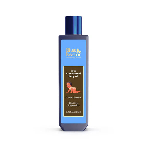 Blue Nectar Kumkumadi Baby Body Oil with Organic Ghee for Glowing Skin (17 Herbs) - 100ml