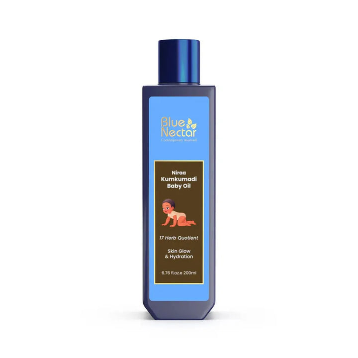 Blue Nectar Kumkumadi Baby Body Oil with Organic Ghee for Glowing Skin (17 Herbs) - 100ml