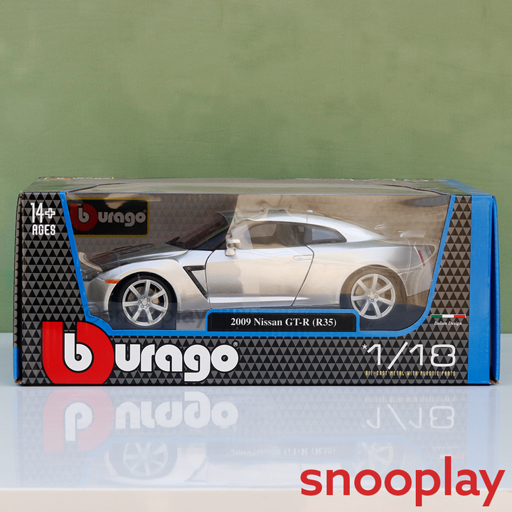 Bburago Original 2009 Nissan GT-R (R35) Licensed Diecast Car | 1:18 Scale (14 Years till Grown Ups)