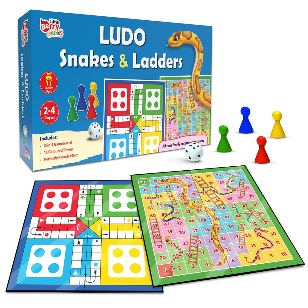 Ludo and Snakes & Ladders Board Game Set (4 Years till Grown Ups) | Multicolor