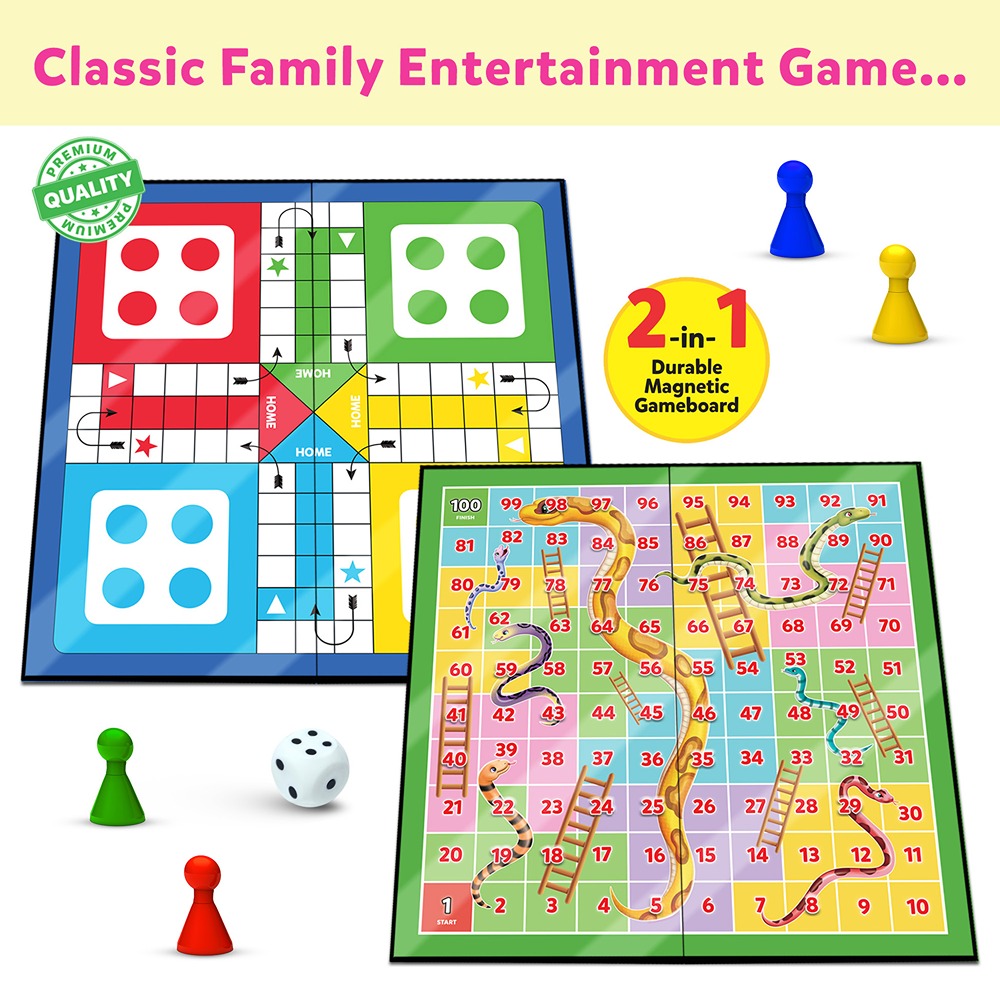 Ludo and Snakes & Ladders Board Game Set - Multicolor