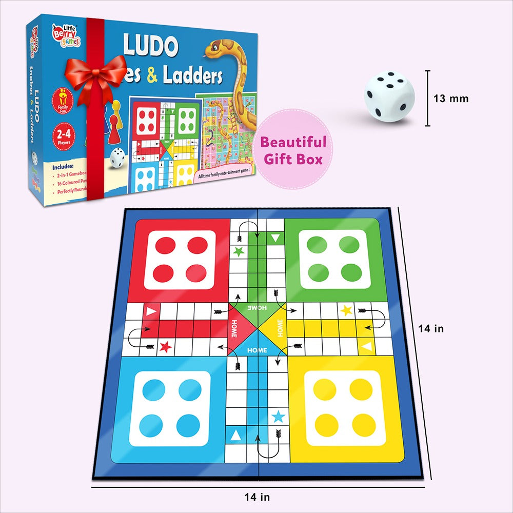 Ludo and Snakes & Ladders Board Game Set (4 Years till Grown Ups) | Multicolor