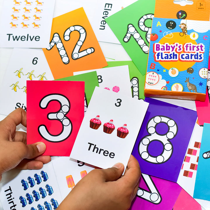 Baby's First Flash Cards Set of Seven Flash Cards - Colors, Shape, Numbers, Body Parts, Alphabets , Fruits , Vegetables