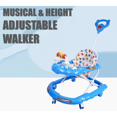 Musical Activity & Height Adjustable Walker With Parent Handle Rod | Blue