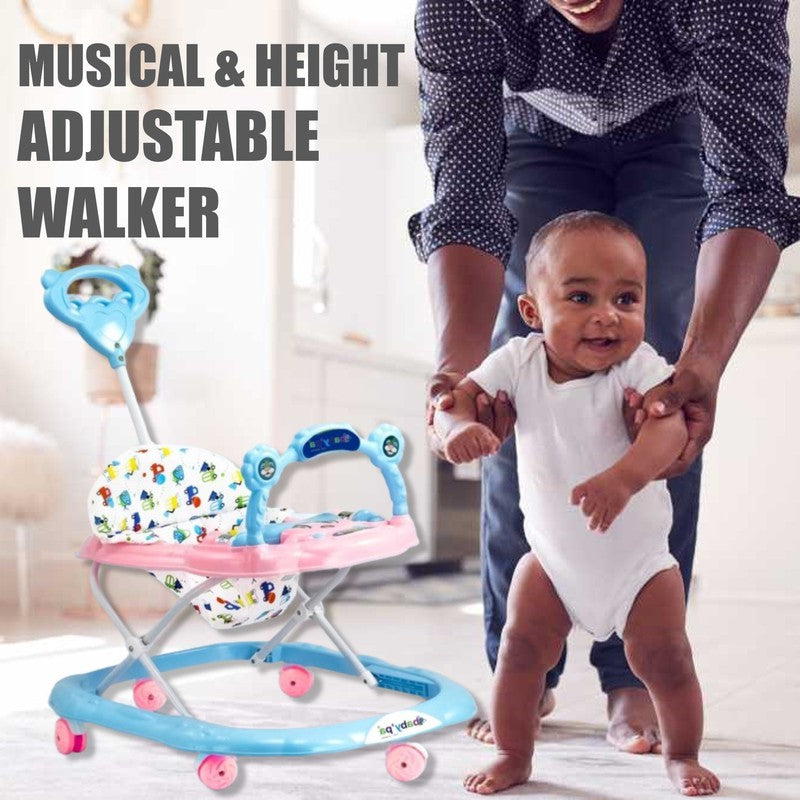 Musical Activity & Height Adjustable Walker With Parent Rod | Pink, Blue