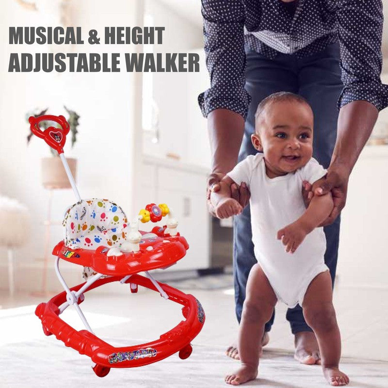 Musical Activity & Height Adjustable Walker With Parent Handle Rod | Red