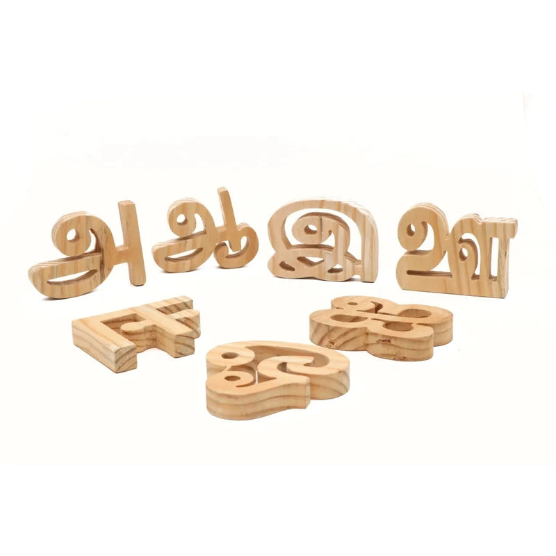 Educational Wooden Tamil Letters Alphabets - Jumbo (12 Pieces) - Learning and Stacking Toy