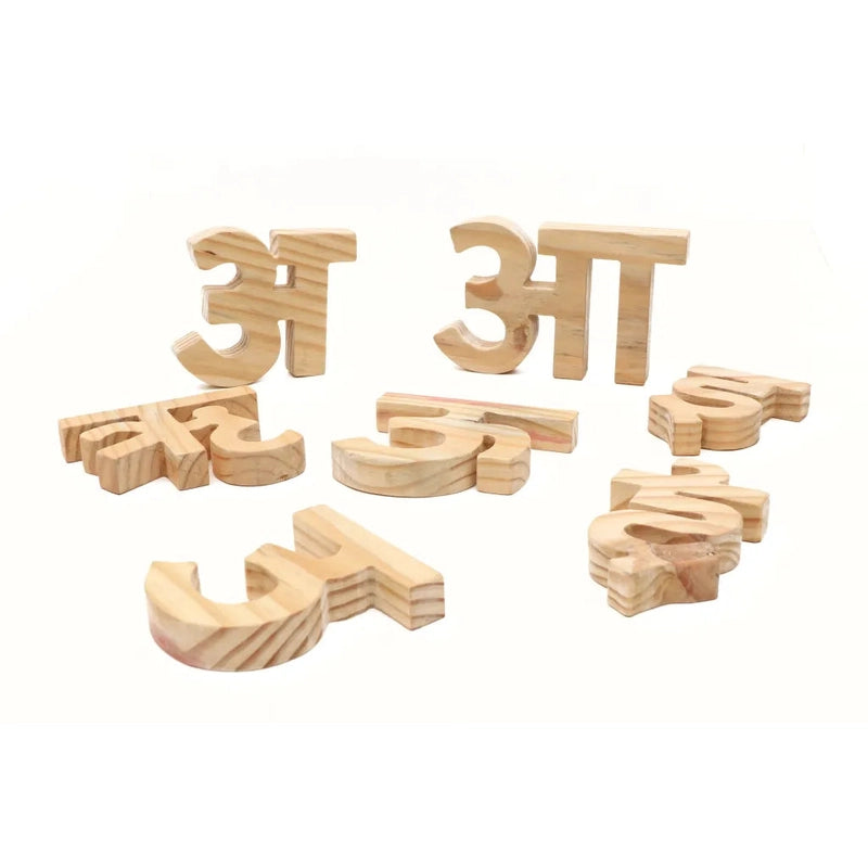 Educational Wooden Hindi Letter Alphabets | Jumbo - 13 Pieces (1-4 Years)