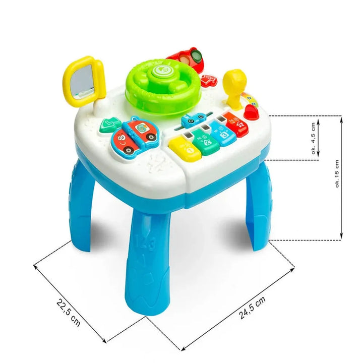 Open Ended Car Learning Table | 2-in-1 Interactive Musical Activity Table | Steering Wheel, Lights & Sounds
