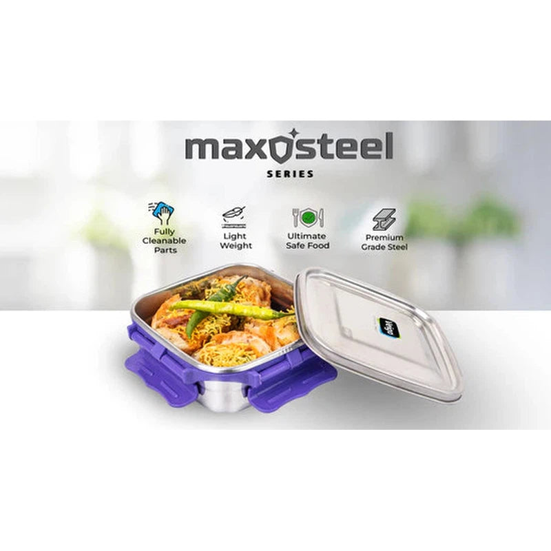 Maxosteel Medium Leakproof & Airtight Lunch Box with Reverse Clip Mechanism (450ml)