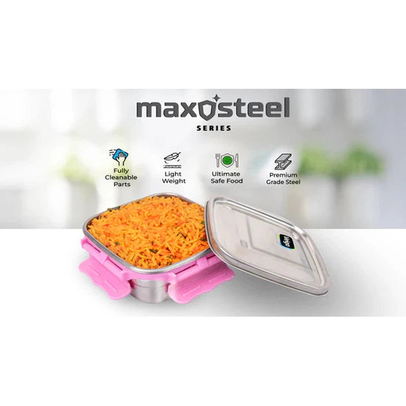 Maxosteel Medium Leakproof & Airtight Lunch Box with Reverse Clip Mechanism (450ml)