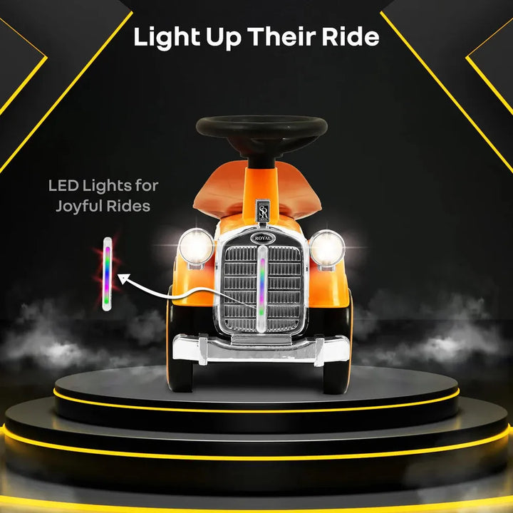 R for Rabbit Speedster Royal Push Ride On Car | Horn & LED Lights | Weight Capacity: Upto 20 Kgs
