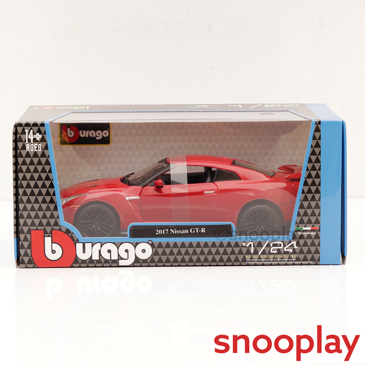Bburago Original 2017 Nissan GT-R Licensed Diecast Car with Openable Doors | 1:24 Scale Model (14 Years Till Grown Ups)