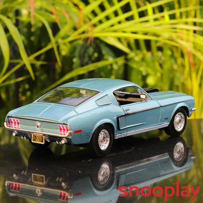 Original Licensed 1968 Ford Mustang GT Cobra Jet Toy Car with Openable Parts and Adjustable Front Wheels (Scale 1:18)