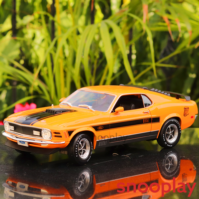 Original Licensed 1970 Ford Mustang Mach 1 Toy Car with Openable Parts and Adjustable Front Wheels (Scale 1:18)