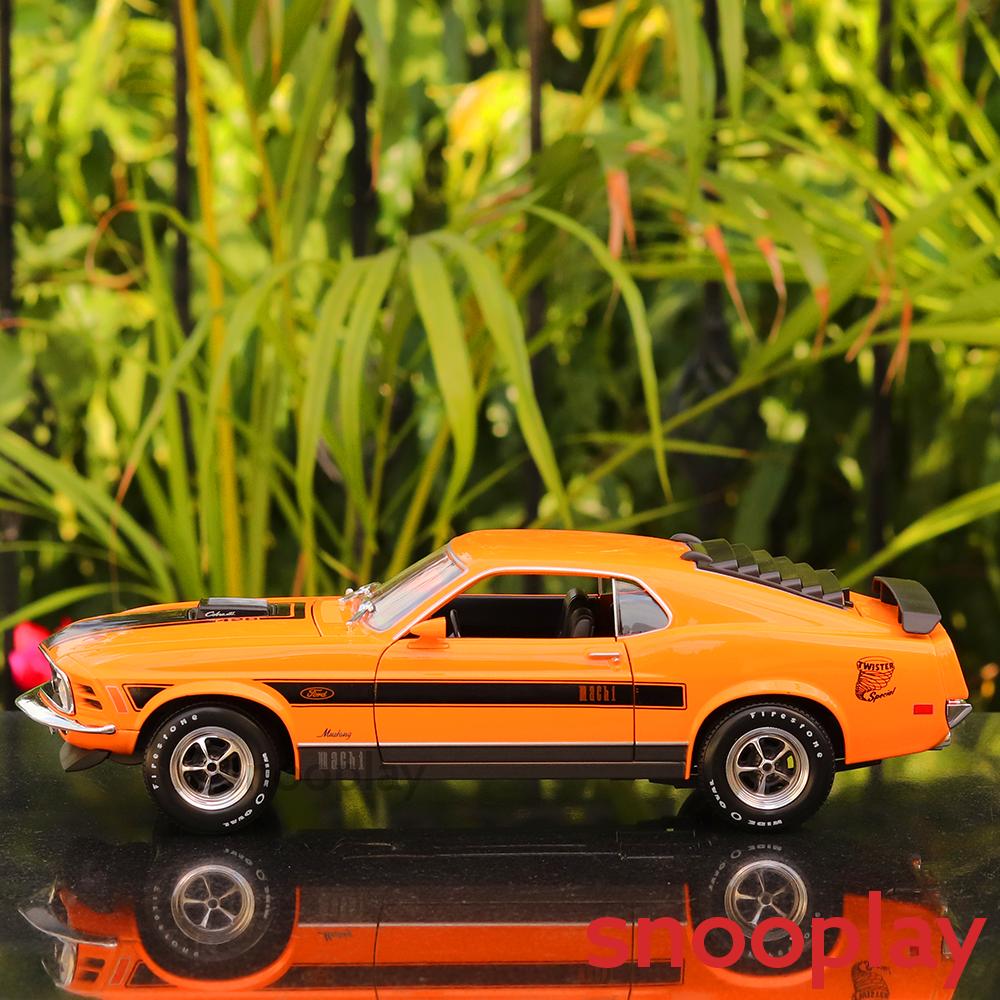 Original Licensed 1970 Ford Mustang Mach 1 Toy Car with Openable Parts and Adjustable Front Wheels (Scale 1:18)