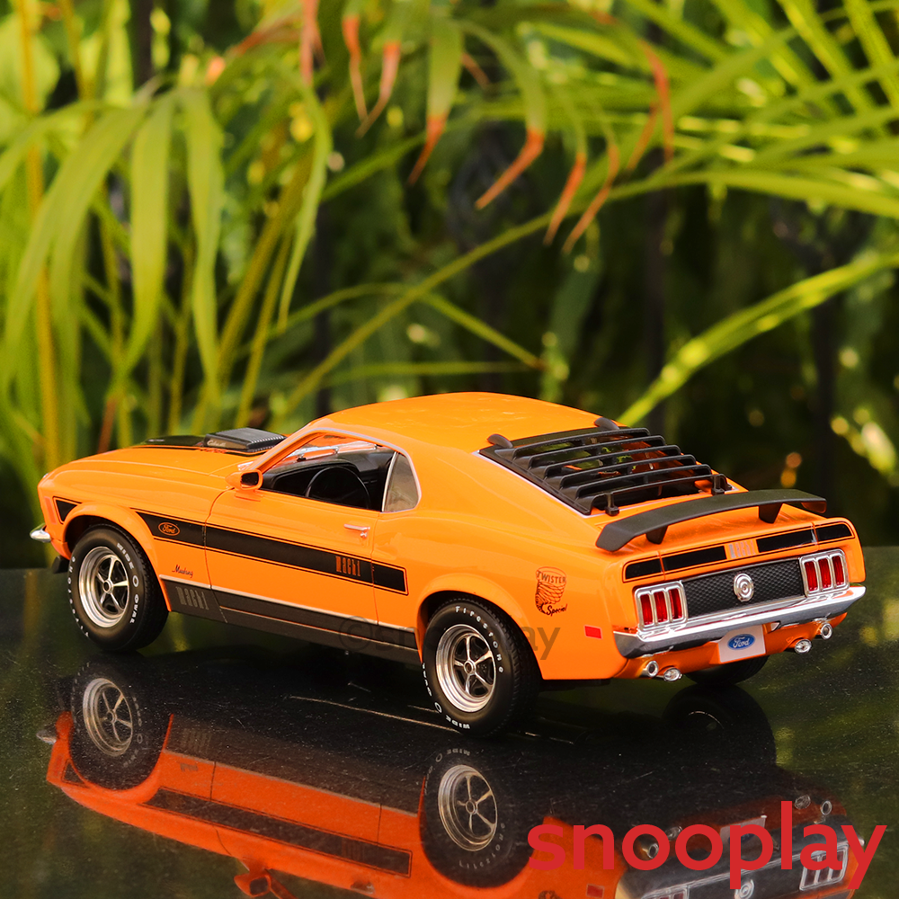 Original Licensed 1970 Ford Mustang Mach 1 Toy Car with Openable Parts and Adjustable Front Wheels (Scale 1:18)