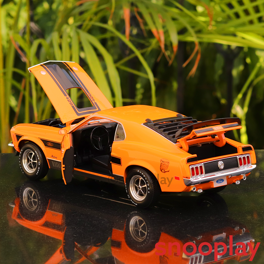 Original Licensed 1970 Ford Mustang Mach 1 Toy Car with Openable Parts and Adjustable Front Wheels (Scale 1:18)