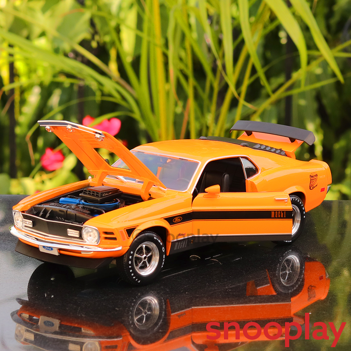 Original Licensed 1970 Ford Mustang Mach 1 Toy Car with Openable Parts and Adjustable Front Wheels (Scale 1:18)