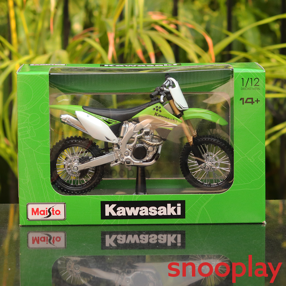 Original Licensed Diecast Kawasaki KX 450F Toy Bike with Movable Stand Geer (1:12 Scale)