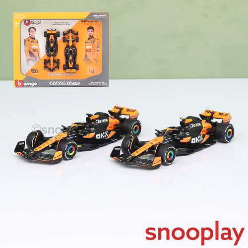 Bburago Set of 2 Original McLaren MCL38 Miami Grand Prix 2024 Licensed Diecast Car | 1:43 Scale Model (14 Years Till Grown Ups)