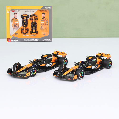 Bburago Set of 2 Original McLaren MCL38 Miami Grand Prix 2024 Licensed Diecast Car | 1:43 Scale Model (14 Years Till Grown Ups)