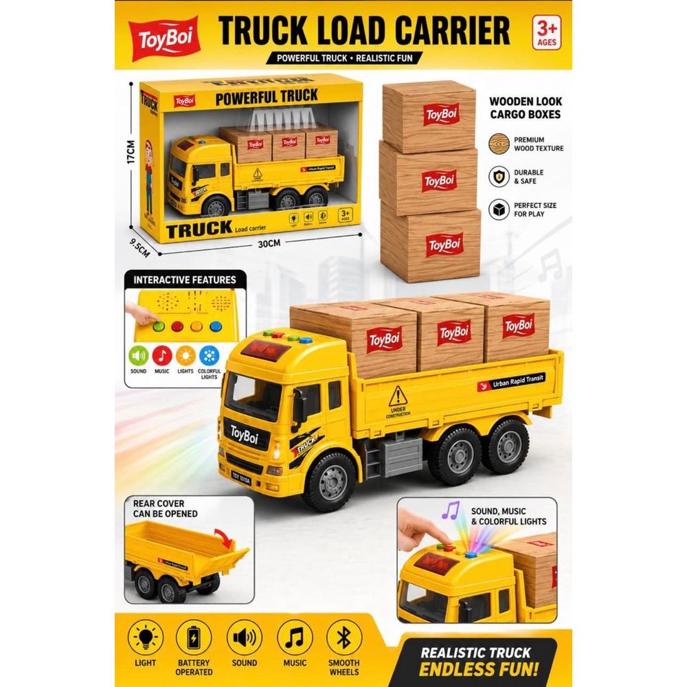 ToyBoi Truck Load Carrier with Sound, Music & Colorful Lights | Powerful Truck