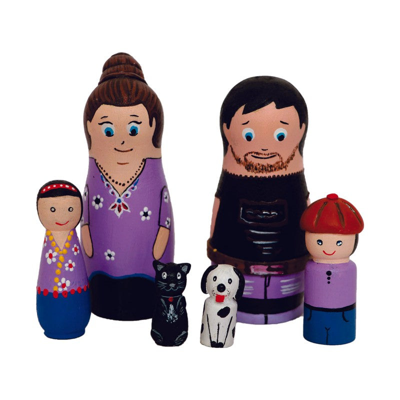 Handcrafted & Painted Wooden Happy Family Set