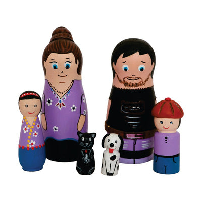 Handcrafted & Painted Wooden Happy Family Set