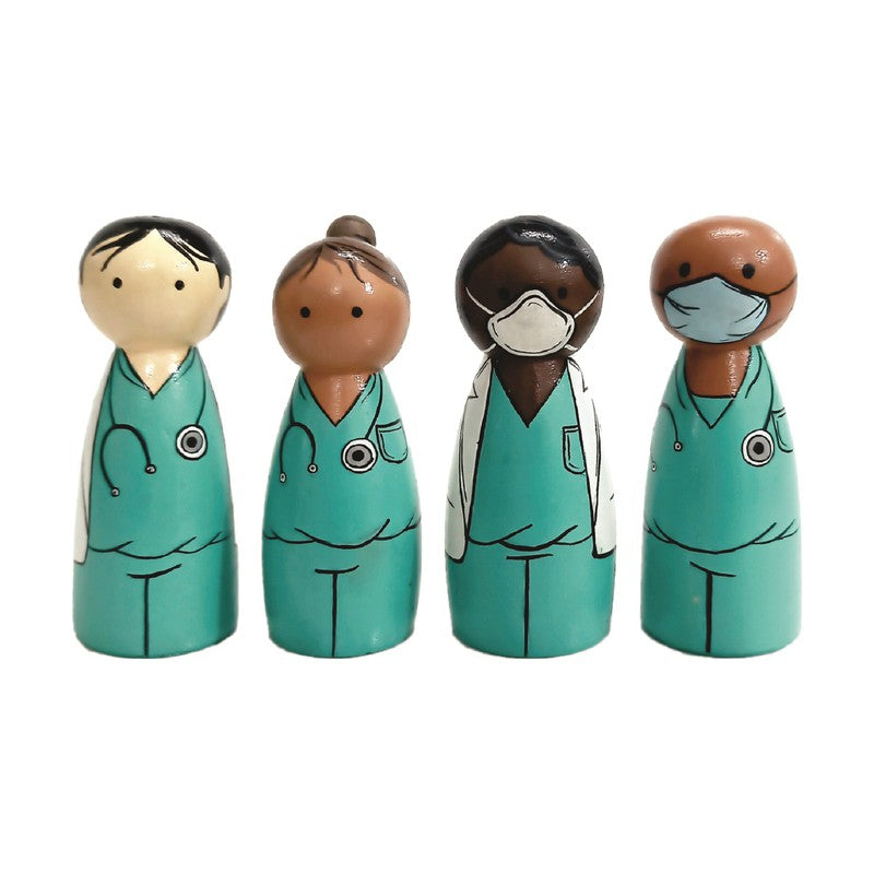 Handpainted Wooden Doll set -( Doctor Theme)