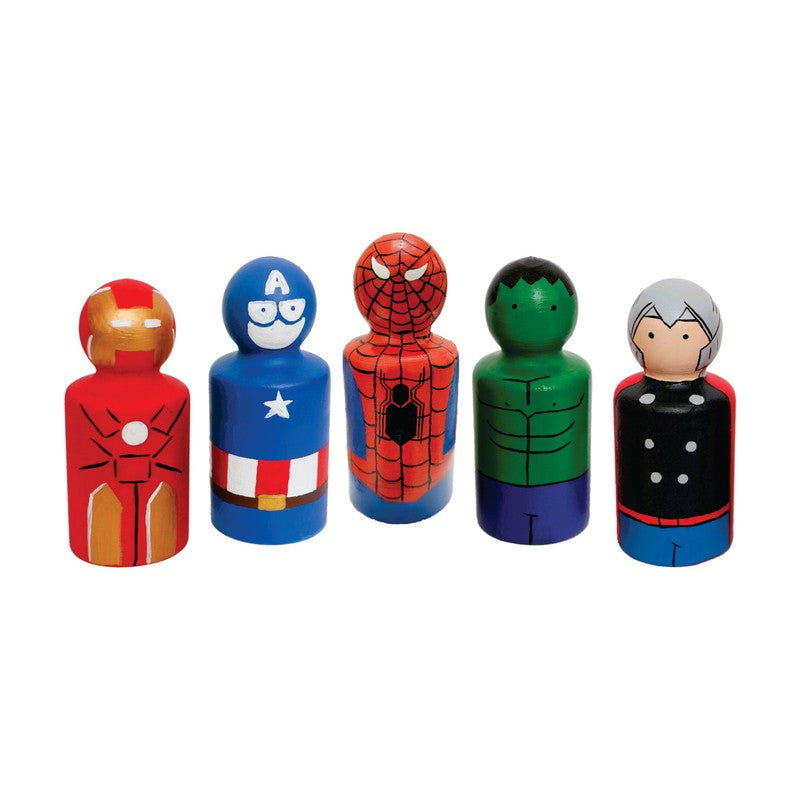 Handcrafted & Multicolored Wooden Super Heroes Set of 5