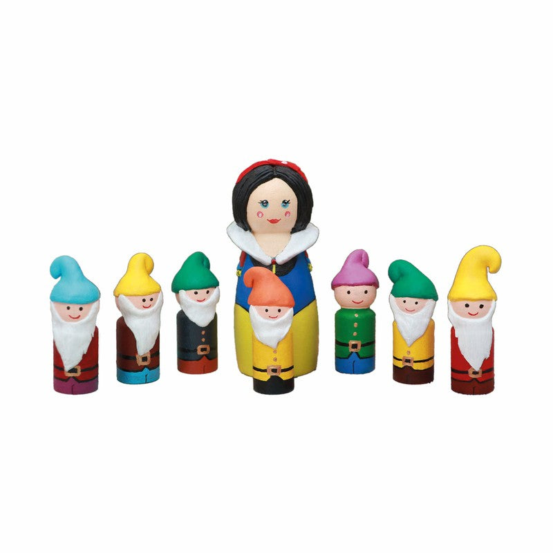 Handcrafted & Multicolored Wooden Snow White & The Seven Dwarfs