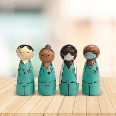 Handpainted Wooden Doll set -( Doctor Theme)