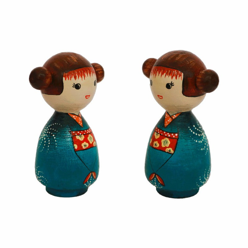 Handcrafted & Multicolored Wooden Single Japanese Doll (Medium)