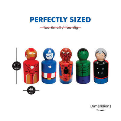 Handcrafted & Multicolored Wooden Super Heroes Set of 5