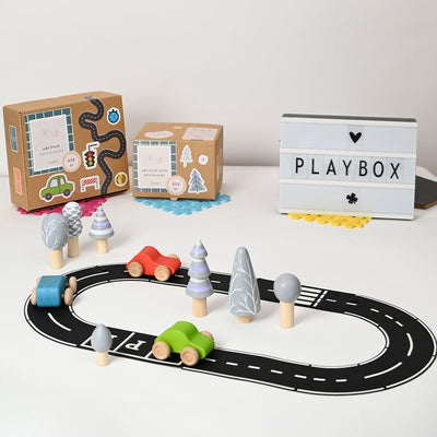 Wild Track -Wooden Playset Include Tracks, Trees and Cars Wooden Playset