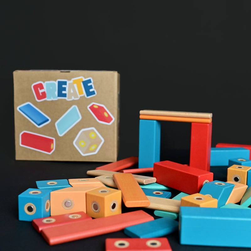 Wooden Magblocks Wooden Blocks Set,  Creative Thinking, Motor Skills, Imagination Development, Problem Solving Skills Block Toys