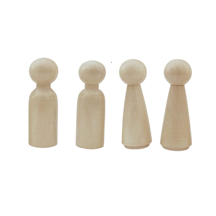 Wooden Peg Dolls 4 PCS Toy for Kids Vegetable Colored safe (NATURAL)