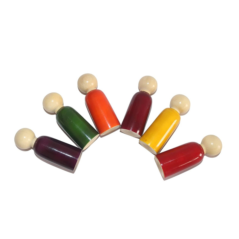 Wooden Peg Dolls 12 PCS Toy for Kids Vegetable (Colored 12)