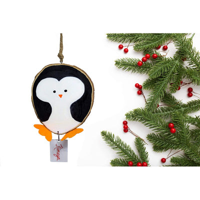 Personalised Penguine Wood Slice Ornament (COD not Available)