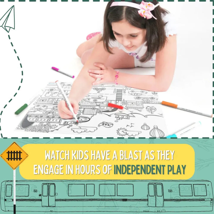 PepPlay Doodle Placemats - Vehicles Series | Reusable Colour & Learn Fun