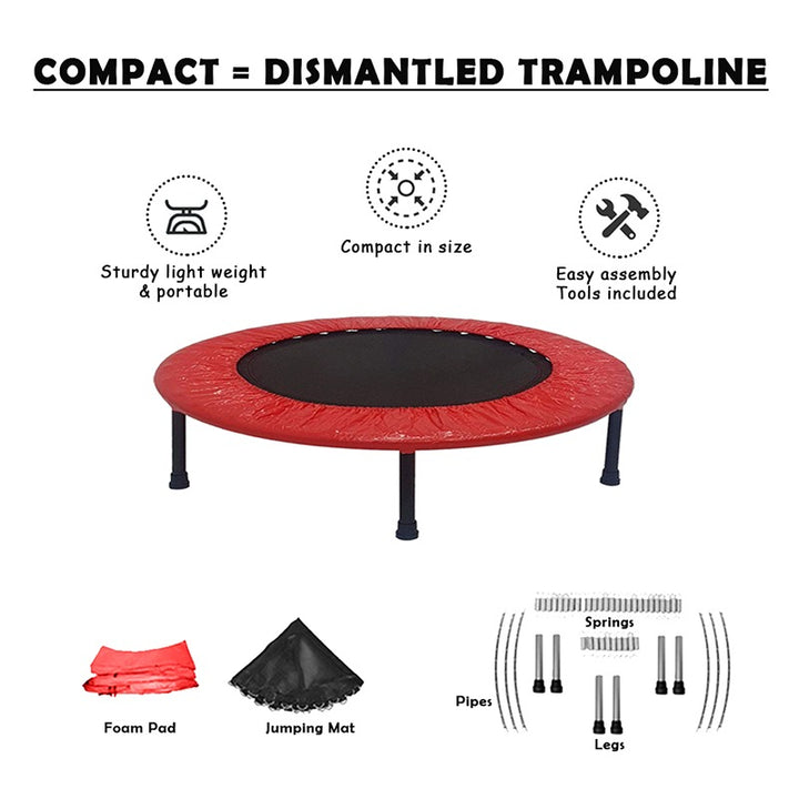 Hop N Play Heavy Duty 36 Inch Jumping Trampoline Foldable Safe Fitness Rebounder (4-8 Years)