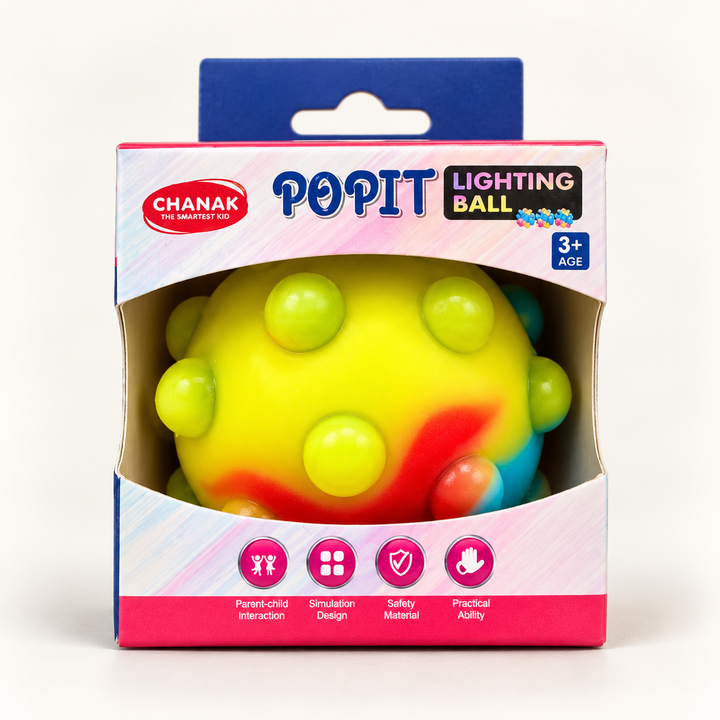 Chanak Pop It Fidget Ball with LED Light for Kids | Silicone Sensory Stress Relief Toy