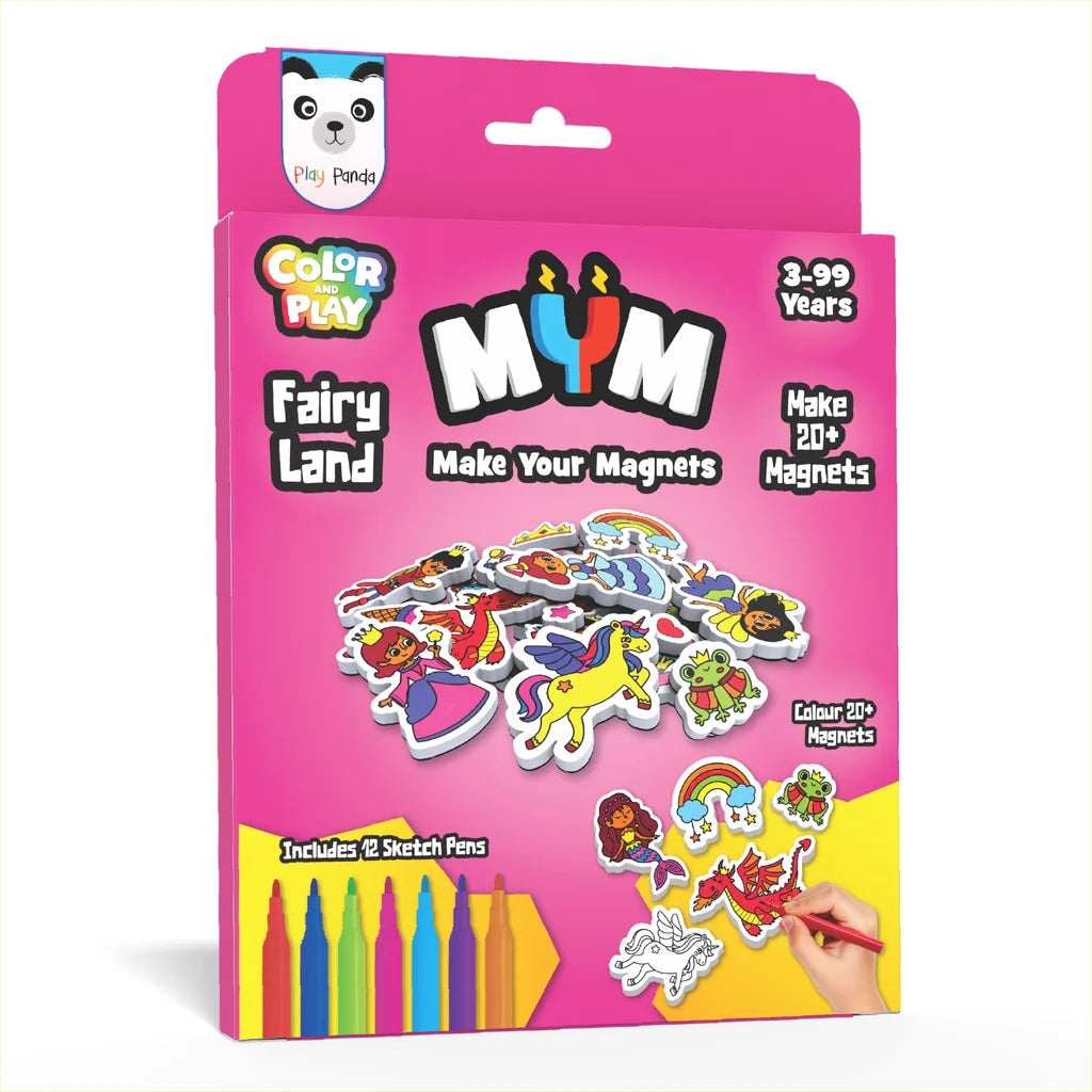 Play Panda MYM Colour & Play - Fairy Land DIY Craft Kit | Make 20+ Magnets